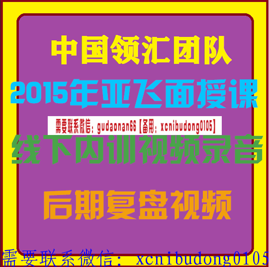 中国领汇团队2015年亚飞面授课线下内训视频录音后期复盘课