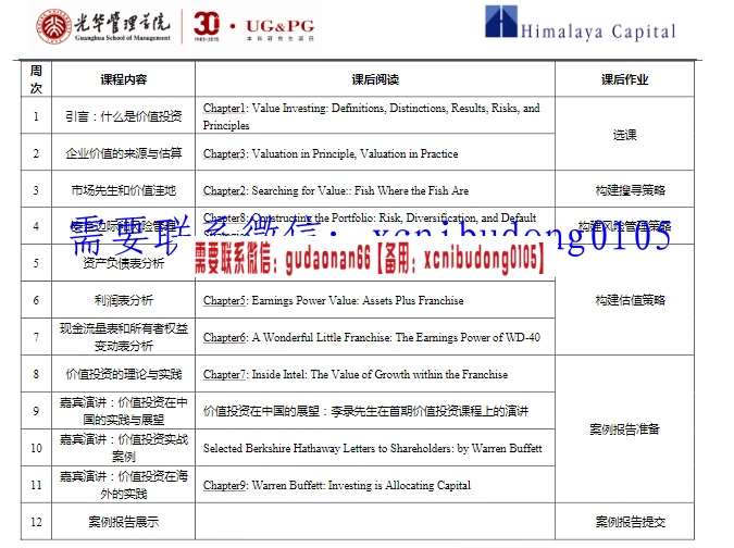 北大光华经管学院姜国华2017年秋价值投资录音
