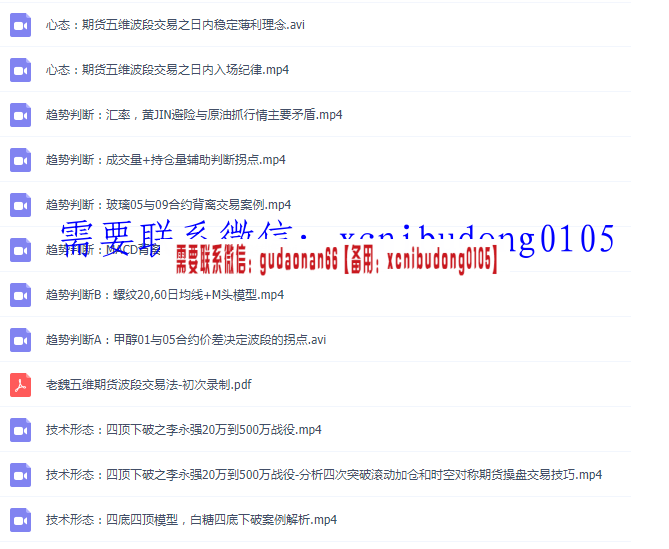 老魏一凡五维期货波段交易法15集+讲义