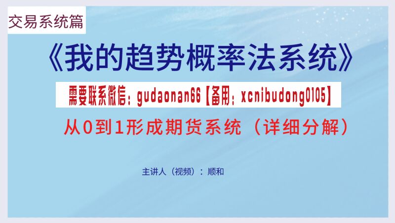 顺和学院 顺和博士 博士的交易系统详解(方法篇）