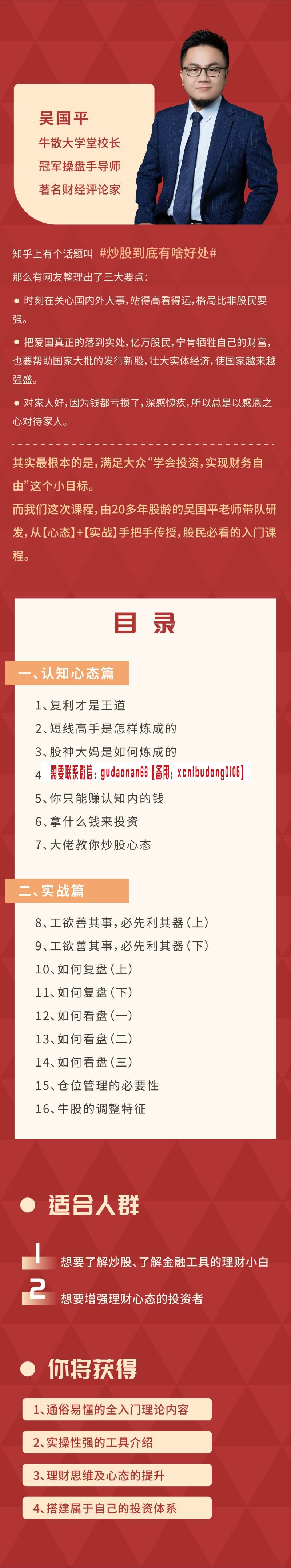 吴国平财经 股民第一堂课 视频课程