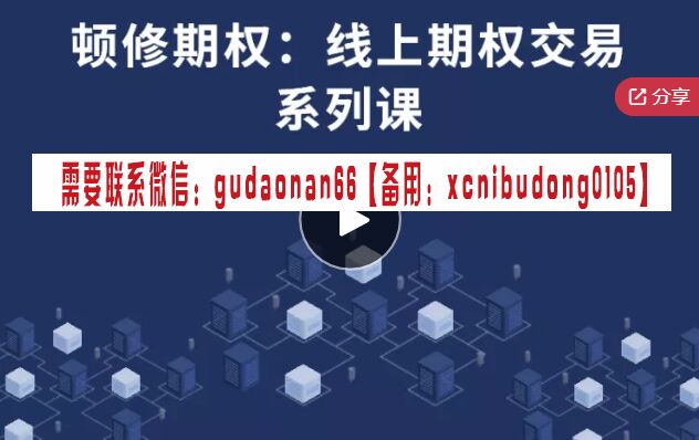 顿修 期权实盘辅导课 视频课程