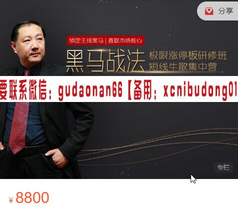 陈文 黑马战法之极限涨停板