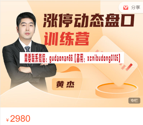 黄杰 涨停动态盘口训练营