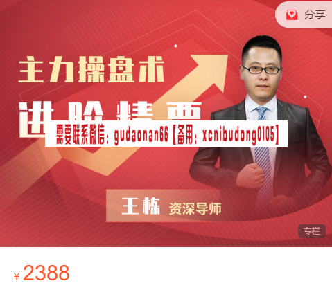 王栋 主力操盘术进阶精要