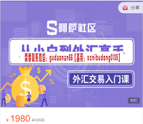 阿萨交易学社 从小白到高手——外汇交易入门课