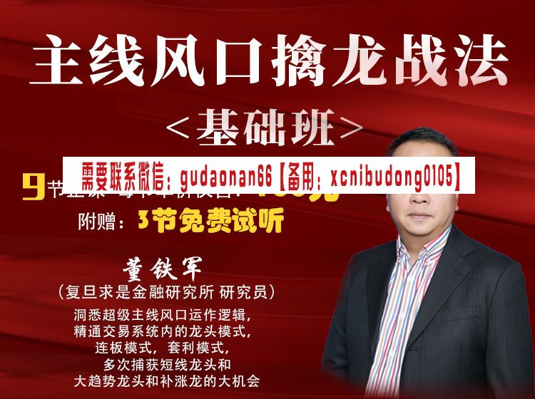 董铁军 主线风口擒龙战法-基础班