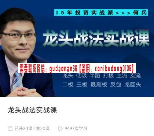 何兵 龙头战法实战课股票视频课程